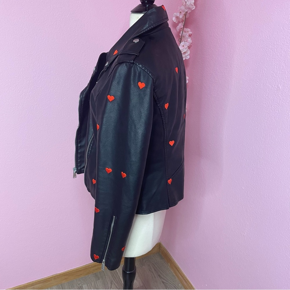 💔 Heart Embroidered Faux Leather Moro Jacket 💔 - Picture 3 of 11